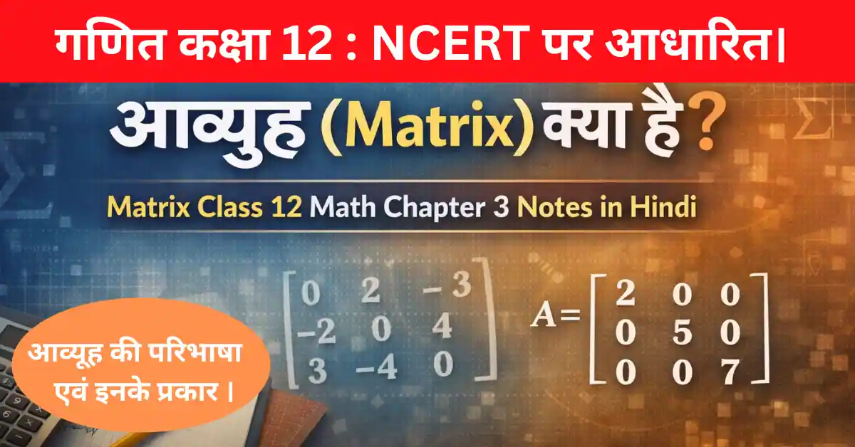 Matrix Class 12 Math Chapter 3 Notes in Hindi
